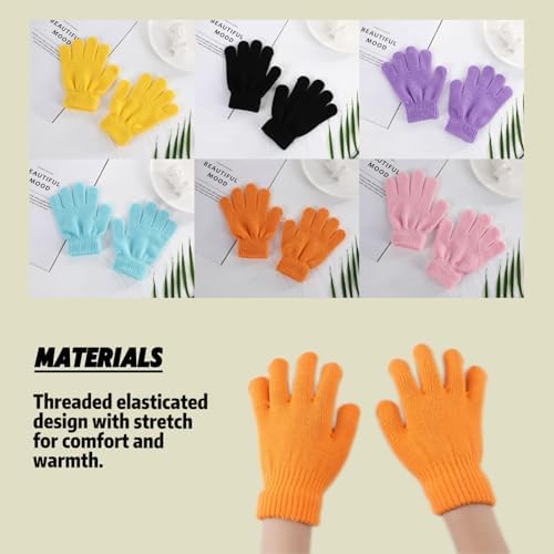Irunfast Kids Winter Magic Gloves - 6 Pairs Soft Warm Full Finger Gloves For Aged 3-10 Years Old - Cycling Playing Travelling