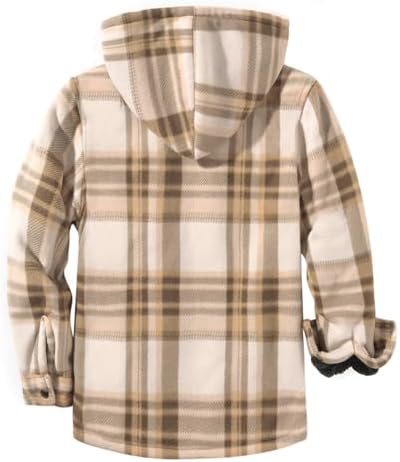 JACKETOWN Boys Fleece Jacket Kids Winter Warm Zipper Hoodie Plaid Sherpa Lined Sweatshirt Casual Hoodie For Boys Girls Age 6-15 Years