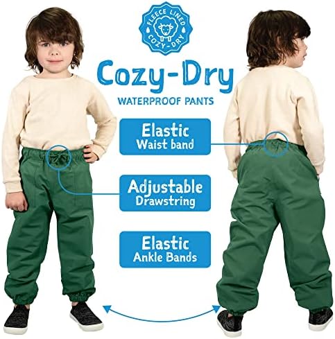 JAN & JUL Kids Toddlers Boys Girls CozyDry Fleece Lined Water-Proof Rain Snow Pants