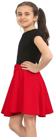Janisramone® Kids Girls Plain Mini Skirt Flippy Skater Skirt Stretchy High Waisted Skirt Flared Skirt Soft Short Skirt Lightweight School Skirts For Girls