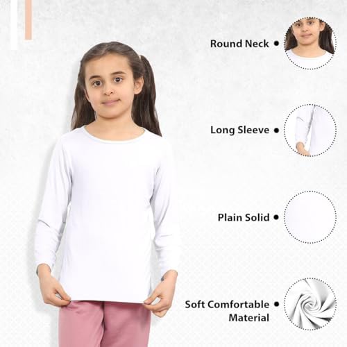 Janisramone® Kids T Shirts - Casual Boys Long Sleeve T Shirt - Round Neck Girls School Shirts Stretchy Comfortable Boys Girls Long Sleeve Top