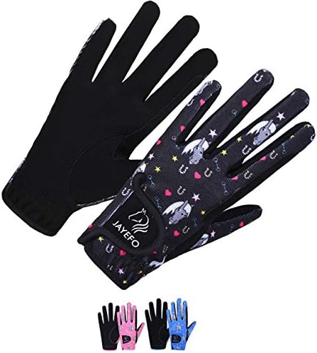 Jayefo Kids Equestrian Horse Riding Gloves Kids Youth Children Horseback Gardening Bike Outdoor Soccer Girls Riding Sports