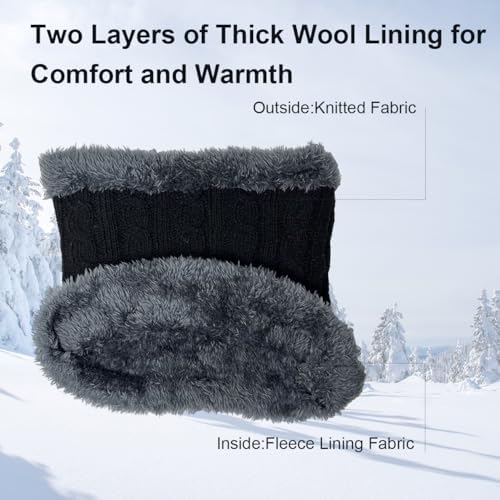 Jc.upin Knit Kids Scarf Black Snood Soft Reversible Winter Neck Warmer For Children Boys Girls - Cross Collar Wrap