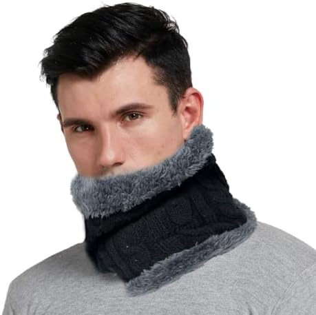 Jc.upin Knit Kids Scarf Black Snood Soft Reversible Winter Neck Warmer For Children Boys Girls - Cross Collar Wrap