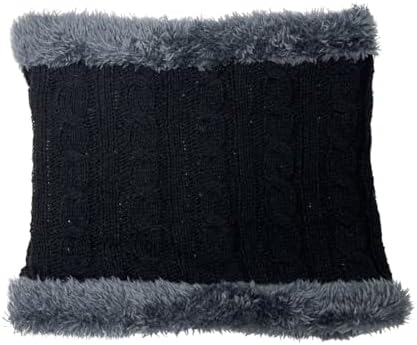 Jc.upin Knit Kids Scarf Black Snood Soft Reversible Winter Neck Warmer for Children Boys Girls - Cross Collar Wrap