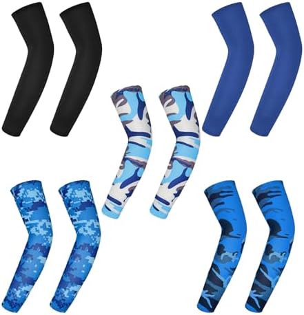 Jcasbdn 5 Pairs Kids Arm Sleeves with on Cooling Arm Sleeves for Boys Girls