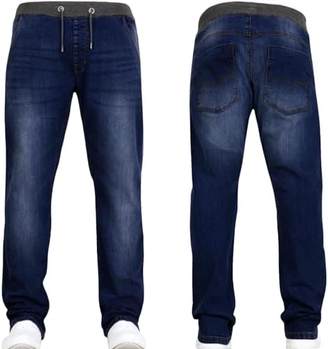 JEANBASE New Boys Kids Designer Branded Stretch Denim Elasticated Ribbed Waist Jogger Pull On Jeans Pants