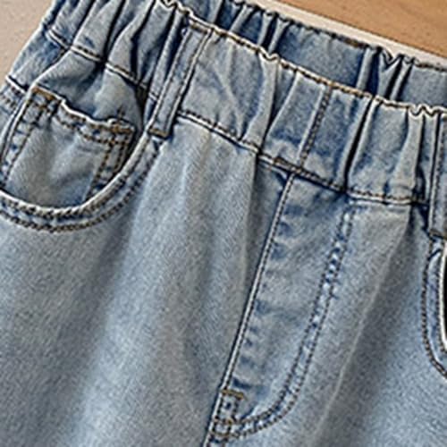 Jeans Kids Girls Age 5-14 Years Fashion Trousers For Teen Girls Loose Fit Waist Tightener Elastic Stretchy Denim Pants Comfy Spring Winter Casual Sports Streetwear