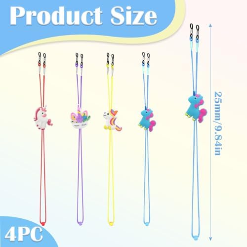 JeeGoWooss Eyeglasses Strap Eyewear Retainer Kids Glasses Holder Strap Mask Chain Lanyard Cord Unicorn Adjuster Spectacles Cord For Boys And Girls (Style Random)