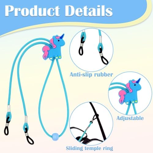 JeeGoWooss Eyeglasses Strap Eyewear Retainer Kids Glasses Holder Strap Mask Chain Lanyard Cord Unicorn Adjuster Spectacles Cord For Boys And Girls (Style Random)