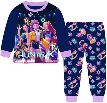 JGJOAIJ Girls Demon Hunter Pyjamas Long Sleeve Sleepwear Rumi Mira Zoe Kids Pajamas Music Party Cartoon Pjs 5-13 Years