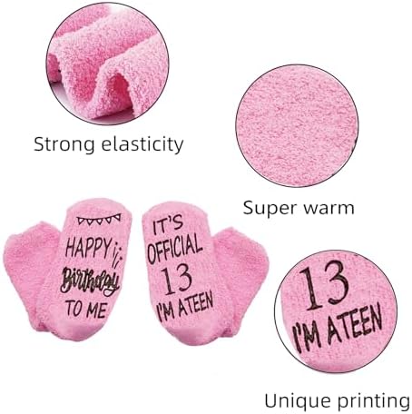 Jiamaohua Birthday Gifts For Girls - Pink Fluffy Bed Socks Cosy Long Stockings Comfortable Funny Stocking Fillers (1 Pair)