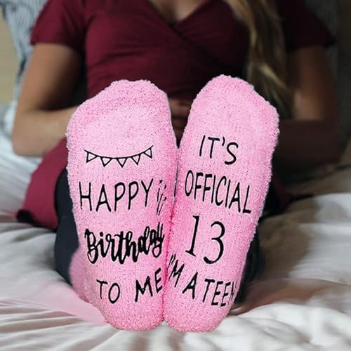 Jiamaohua Birthday Gifts For Girls - Pink Fluffy Bed Socks Cosy Long Stockings Comfortable Funny Stocking Fillers (1 Pair)