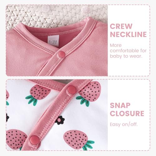 JiAmy 2Pcs Baby Pyjama Boys Girls Long Sleeve Romper Slanting Snap Button Snowsuit Cotton Onesie Jumpsuit For Infant 0-12 Months