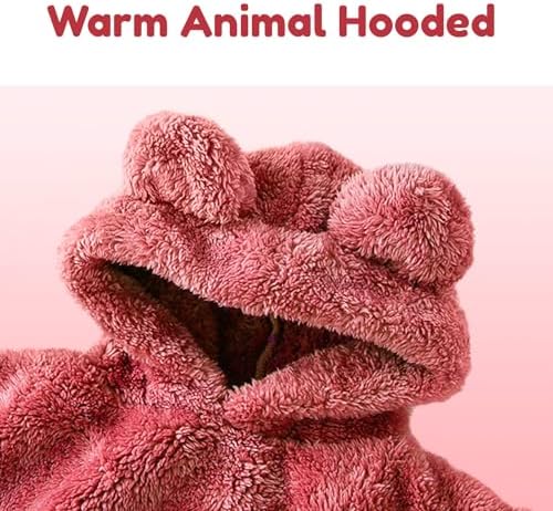 JiAmy Baby Toddlers Fleece Sweatshirt Set Hooded Winter Warm Tracksuit Outfit Tops And Pants Sets Infant Pullover Soft Cute Solid Two Piece Clothes Girls Boys 12 Months-4 Years