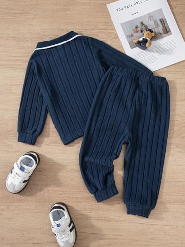 JiAmy Boys Casual Set Long Sleeve Outfits T Shirt With Elastic Waist Pants Soft Loungewear Playwear 1-6 Years