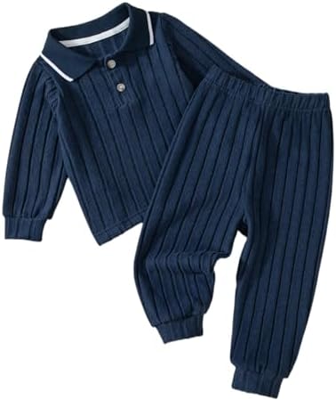 JiAmy Boys Casual Set Long Sleeve Outfits T shirt with Elastic Waist Pants Soft Loungewear Playwear 1-6 Years