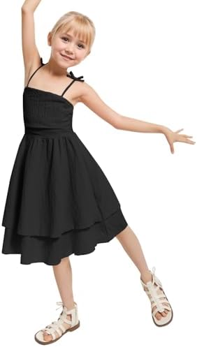 JiAmy Kid Dresses Girls Puff Long Sleeve Casual Elegant A Line Princess Midi Swing Skater Party For Teenagers Gown Prom For 5-13 Years