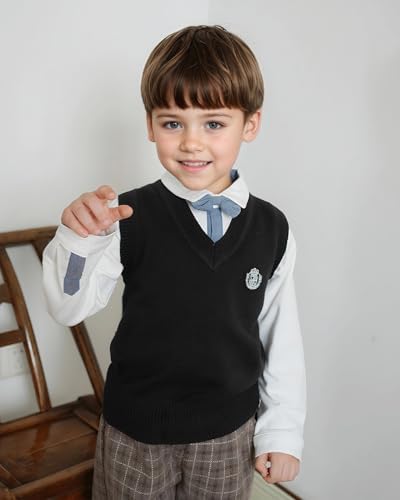 JiAmy Kids Knitted Tank Top Jumper Knitwear Jumper V-Neck Sleeveless Sweater Vest For Boys And Girls Toddler Casual Pullover