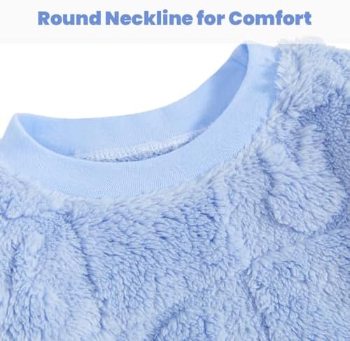 JiAmy Toddler Kids Baby Sweatshirt Set Girl Boy Clothes Winter Warm Pajamas Sleepwear Fleece Tracksuit Tops And Pants 2Pcs Fall Outfits 12 Months-6 Years