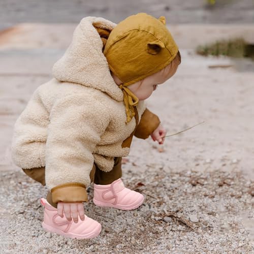 JIASUQI Baby Boys Girls Booties Kid Warm Fuzzy Snow Boots Toddler Outdoor Cozy Winter Shoes With Faux Fur Lined