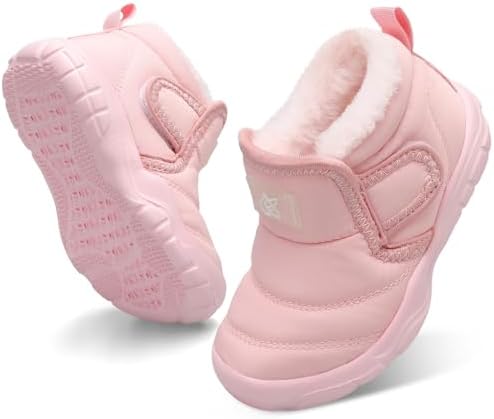 JIASUQI Baby Boys Girls Booties Kid Warm Fuzzy Snow Boots Toddler Outdoor Cozy Winter Shoes with Faux Fur Lined