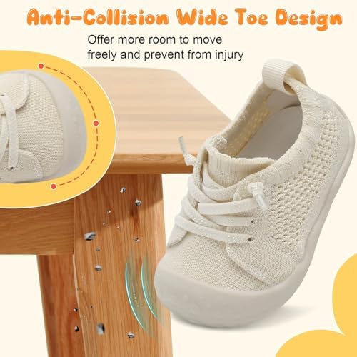 JIASUQI Baby Boys Girls Shoes Soft Breathable First Walking Shoes Slip On Sneakers For Indoor Outdoor