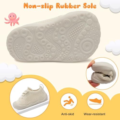 JIASUQI Baby Boys Girls Shoes Soft Breathable First Walking Shoes Slip On Sneakers For Indoor Outdoor