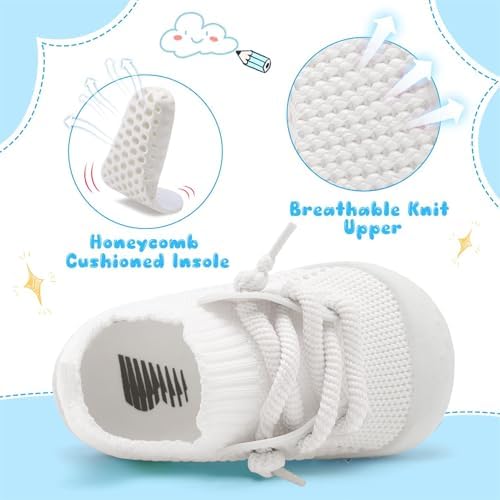 JIASUQI Baby Boys Girls Shoes Wide Barefoot First Walking Shoes Soft Infant Sneakers Toddler Lightweight Sock Shoes