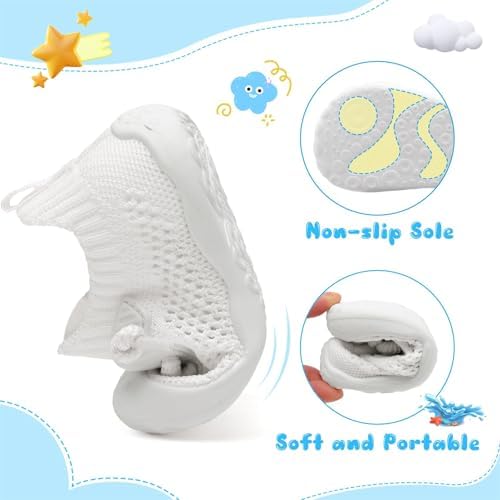 JIASUQI Baby Boys Girls Shoes Wide Barefoot First Walking Shoes Soft Infant Sneakers Toddler Lightweight Sock Shoes