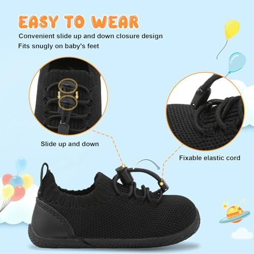JIASUQI Baby Shoes For Baby Boys Girls First Walking Shoes Infant Non-Slip Breathable Trainers With Soft Rubber Sole Toddler Slip On Slippers Sneakers