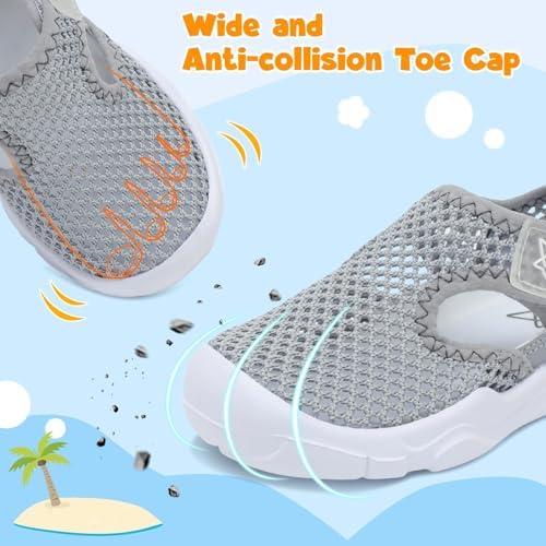 JIASUQI Toddler Sandals Boys Girls Wid Barefoot Water Sandals Kid Lightweight Water Shoes For Beach Swim