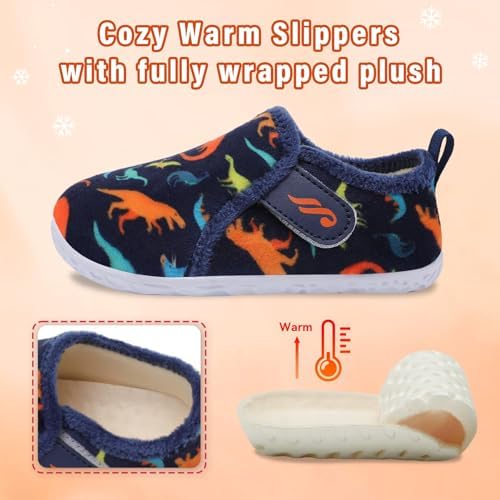 JIASUQI Toddler Slippers Kid Warm House Shoes Boys Girls Fuzzy House Slippers For Indoor Outdoor