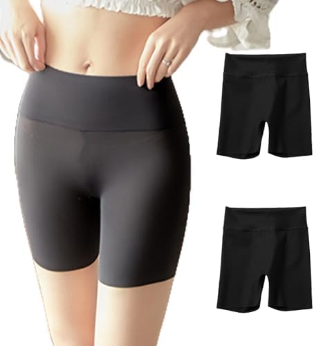 JiaYouLC 2 Pack Girls School Short Leggings Age 5-14 High Waisted Anti Chafing Under Dress Shorts Breathable Mini Pants