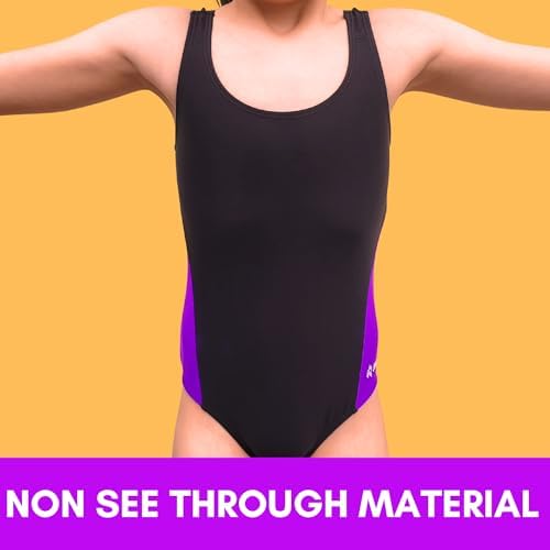 JIMJOOS 3-14 Years One Piece Girls Swimming Costume - Non See Through Kids Swimsuit - Quick Dry Racerback Children Swimwear