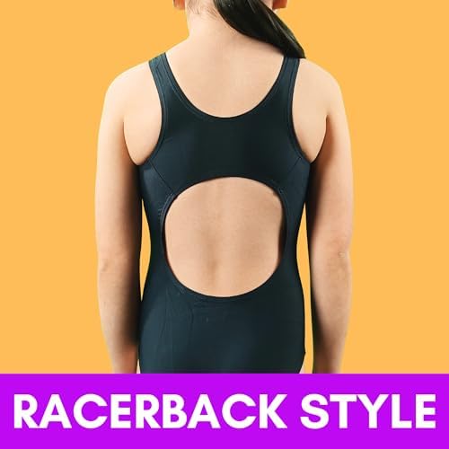 JIMJOOS 3-14 Years One Piece Girls Swimming Costume - Non See Through Kids Swimsuit - Quick Dry Racerback Children Swimwear