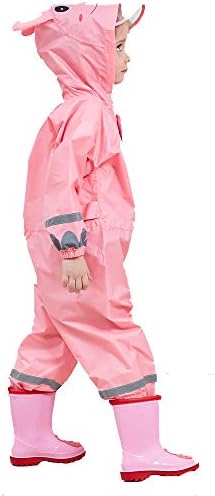 JinBei Kids Puddle Suit For Boys Girls All In One Waterproof Suit Rainsuit Hooded Raincoat Lightweight Rainwear Portable Breathable Easy To Dry PVC Transparent Hat Brim Unisex Muddy Suit 3-10 Years
