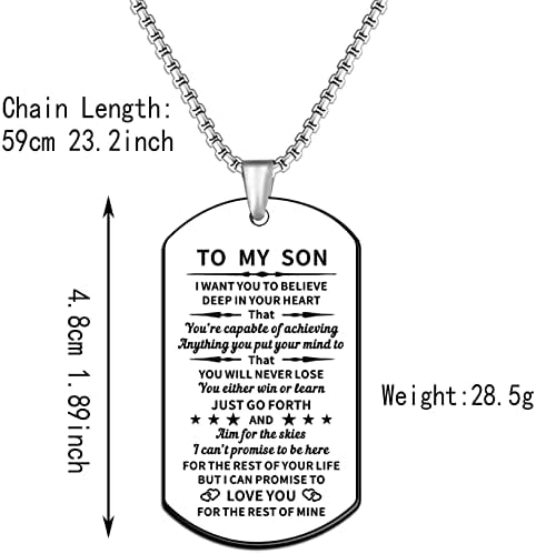 JMIMO Son Gifts Son Necklace From Dad Mun Son Birthday Gifts Graduation Christmas Inspirational Gift