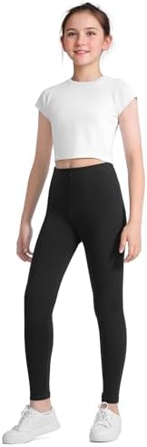 JOCMIC 5 Pack Girls Leggings Full Length Kids Toddler School Trousers Pants 5-14 Years