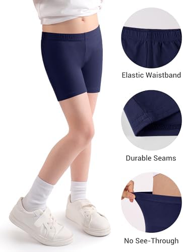 JOCMIC Cycling Shorts For Girls Cotton Teen Breathable And Safety Bike Summer Sports Gym Dance 4 Pack 5-14 Years