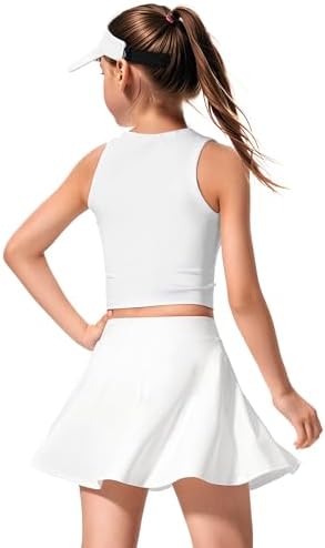JOCMIC Girls Athletic Skort 2-in-1 Shorts Tennis Skirt With Pockets For School PE Running Sports