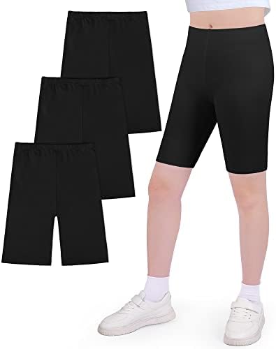JOCMIC Girls Cycling Cotton Breathable and Safety Shorts for Summer Sports Gym Dance 3 Pack 5-12 Years