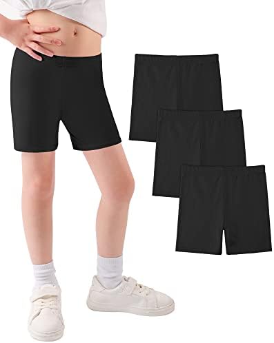 JOCMIC Girls Shorts Cotton Cycling for Teen Breathable and Safety Bike Summer Sports Gym Dance 3 Pack 5-14 Years