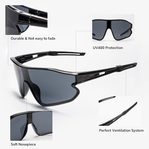 JOGVELO Kids Sunglasses Youth Baseball Sunglasses Polarized Sports Cycling Shades For Boys Girls Lightweight Frame