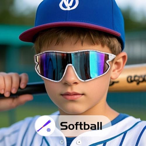 JOGVELO Kids Sunglasses Youth Baseball Sunglasses Polarized Sports Cycling Shades For Boys Girls Lightweight Frame
