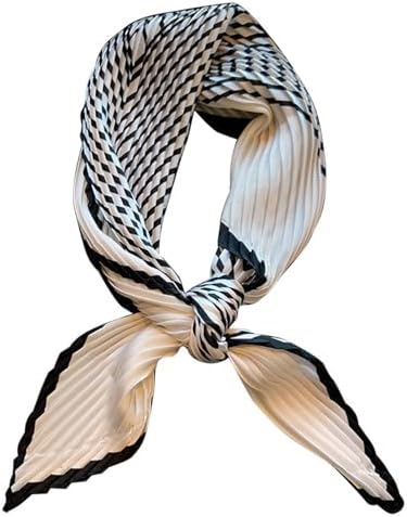 Jonesangle Ladies Silk Scarf Spring Silk Scarf Simple Pleated Small Square Scarf Small Silk Scarf Women