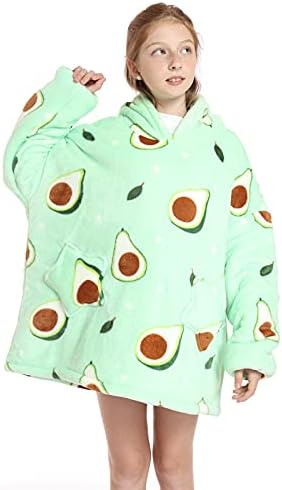JOREAY Kids Oversized Blanket Hoodie Sherpa Wearable Blanket Fluffy Giant Comfortable Hooded Sweatshirt For Children Teen