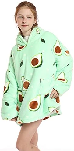 JOREAY Kids Oversized Blanket Hoodie Sherpa Wearable Blanket Fluffy Giant Comfortable Hooded Sweatshirt For Children Teen