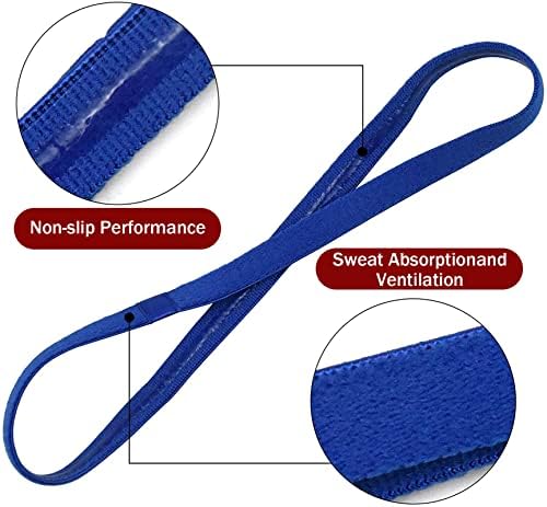 Jormftte Elastic Non-Slip Sports Headbands 6 Pcs Thin Sports Headband Head Bands Adult Women Men Thin Sport Hair Band Non Slip Slim Silicone Grip Sport Hairband Athletic Head Bands