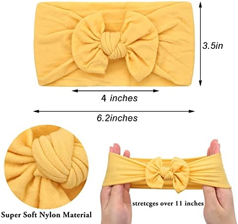 JOYOYO 12 Pcs Baby Headband For Girls Soft Stretchy Wide Nylon Headbands For Newborns Toddlers - Baby Headband & Bows Multicolor